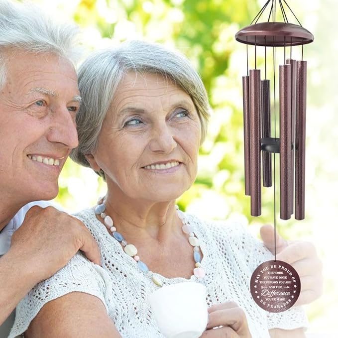 Personalized Wind Chimes Retirement, 2025 Retirement Gifts, Celebrate Retire for Woman/Man, Large Customized Metal Wind Chimes Deep Tone 36inch, Large Metal Decor (Produced in USA)