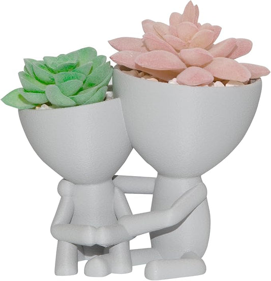 Mother and Child Flower Pot, 3.14" Flower Pot & 2.75" Small Succulent Pot, Mom Gifts from Son & Daughter, Indoor Small Planters Cute Cactus for Home Decor and Office Desk Decoration