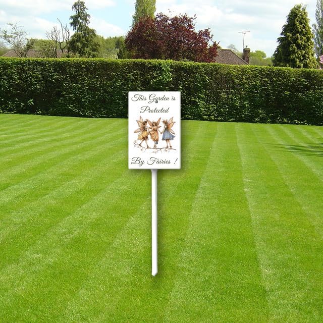 Uptell This Garden is Protected By Fairies Yard Signs with Stakes Aluminum Sign for House/Front Door Outdoor Decoration,Weather Resistant 8x12 Inch
