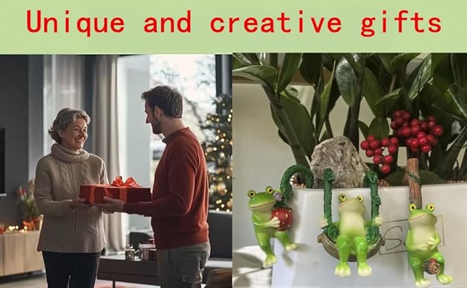 3 Pieces Outdoor Statues, Courtyard Outdoor Climbing Frog Decoration, Frog Statues, Outdoor Garden Resin Crafts, Flower Pot Landscape Frog, Miniature Landscape Pendant