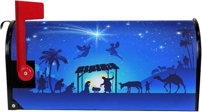 ALAZA Christmas Nativity Scene Magnetic Mailbox Cover MailWraps Garden Yard Home Decor for Outside Oversized-25.5" x20.8"