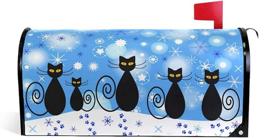 ALAZA Winter Cats Snowflakes Christmas Mailbox Cover Christmas Standard Size-18"x 20.8"