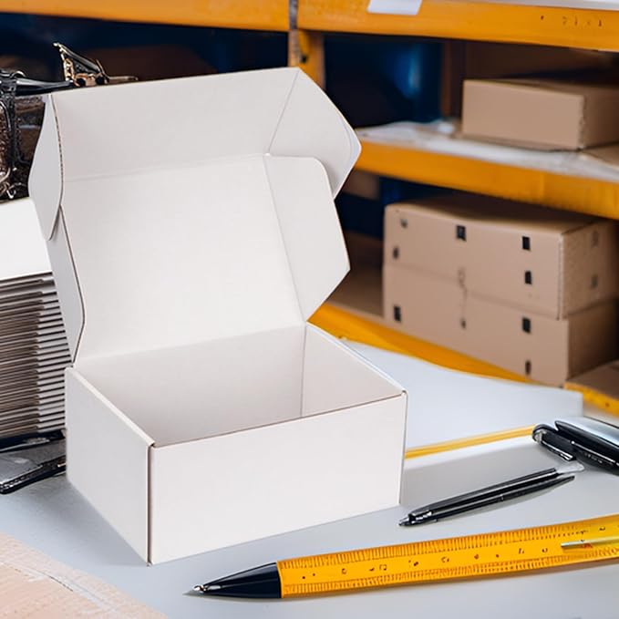 Small Shipping Boxes 9x6x4 Inch (25 Pack) - Sturdy White Corrugated Cardboard Boxes for Small Business, Ecommerce, Mailing & Packaging | Recyclable Gift & Storage Boxes
