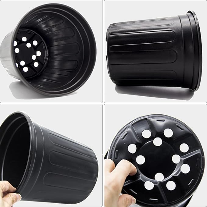 100-Pack 1 Gallon Flexible Flower Plant Nursery Pots, Plastic Plant Pots with Drainage Holes,Garden Flower Pots for Succulents, Seedlings, Cuttings, Transplanting