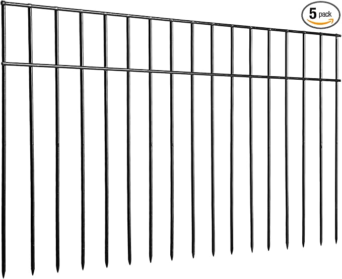 Adavin Animal Barrier Fence, 5 Pack 24 in(L) X 15 in(H) Dog Digging Fence Barrier with 1.5 in Spacing, Metal Dog Fence for The Yard, Patio. Total 10 Ft(L)