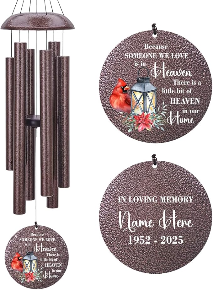 Personalized Sympathy Wind Chimes, Memorial Wind Chimes for Loss of Loved One Prime, Bereavement/Sympathy/Memorial Gift for Loss of Mother, Father, Condolence Remembrance(Produced in USA)