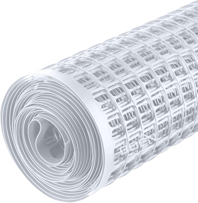 BOEN Garden Fence Temporary Barrier Outdoor Fence for Dog, Rabbit or Deer, Garden Netting Plastic Mesh Plant Protection (4' x 50', White)