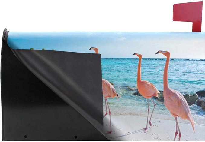 WOOR Pink Flamingo Magnetic Mailbox Cover Oversized for Garden Yard Outdoor Decorations-20.8" x 25.5"