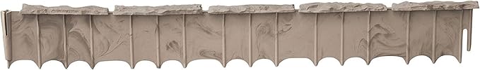 Suncast 3 Pack Quick Edge Resin Material 35 Inch Single Strip Natural Stone Lawn Border Edging for Patio, Gardening & Landscaping, Flagstone