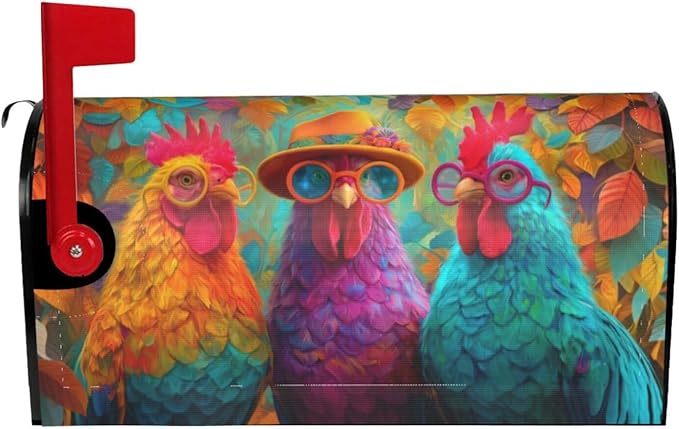 Country Farm Chicken Mailbox Covers Magnetic Letterbox Covers 21x18 Inch for Garden Outdoor Decoration