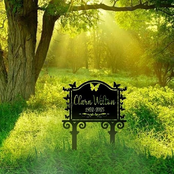Personalized Metal Butterfly Memorial Sign – Custom Grave Marker, Memorial Garden Stake, Loss of Mother Tribute, Funeral Gift (Butterfly Memorial)