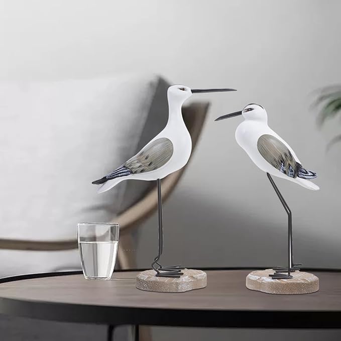 ARTIBETTER 2pcs sea Bird Figurine Nautical Statue Seagull Figurine Decorations Garden Bird Statue Coastal Beach Home Table Decorations Nautical Gifts Light Seagull Figures Brown Seagull Sculpture