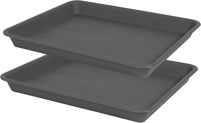 Rectangle Plant Tray, Plant Drip Tray, Plant Pot Saucers, Plant Germination Trays, Plant Saucers, 11'' x 9'' x 1.2'' (2 pack), Gray