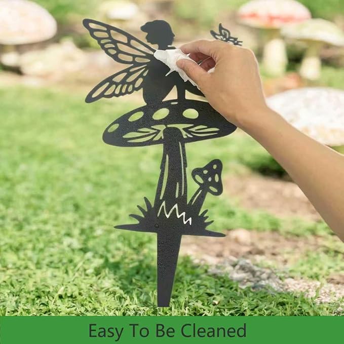 Fairy Decorative Garden Stakes Decorative Set Fairies for Fairy Garden Black Metal 3P