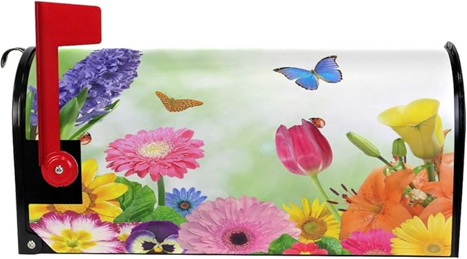 ALAZA WOOR Spring Flowers Floral Magnetic Mailbox Cover MailWraps Garden Yard Home Decor for Outside Oversized-25.5" x20.8"