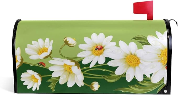 WOOR Daisies and Ladybugs Magnetic Mailbox Cover Spring Oversized-20.8"x 25.5"