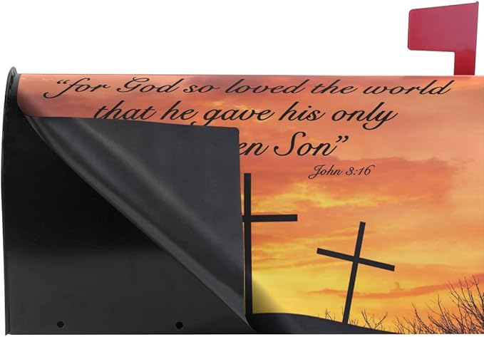 ALAZA WOOR Christian Motivational Quote Crosses Magnetic Mailbox Cover MailWraps Garden Yard Home Decor for Outside Oversized-25.5" x20.8"