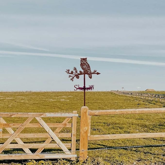 SUPERDANT Owl Weather Vane Animal Wind Vanes for Yard Animals Metal Weathervane Roof Mount for Gardens Outside Reddish Copper Weathervanes Farmhouse Farm Barn Sheds Patio Decorations
