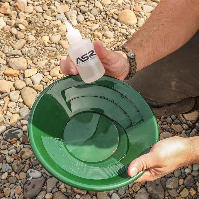 ASR Outdoor 14" Gold Pan Gold Prospecting Beginners Kit, Collection Tools, 5 Piece Green