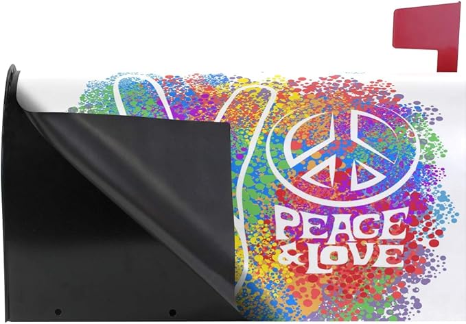 ALAZA Retro Hippie Symbol Love Peace Magnetic Mailbox Cover MailWraps Garden Yard Home Decor for Outside Standard Size-18"x 20.8"