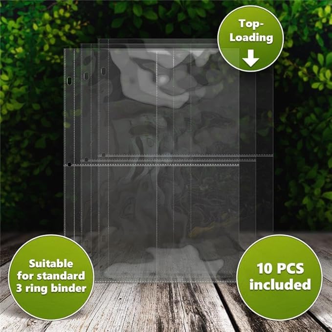 Seed Storage Organizer Sleeves (10 Pack) 4 Pocket Garden Seed Organizer, Slot Size 3.5x5 Clear Sleeves for Seed Packet Storage, Seed Keeper, Seed Organizer Binder (10 Pack, 3.5 x 5.25'' - 4 Pocket)