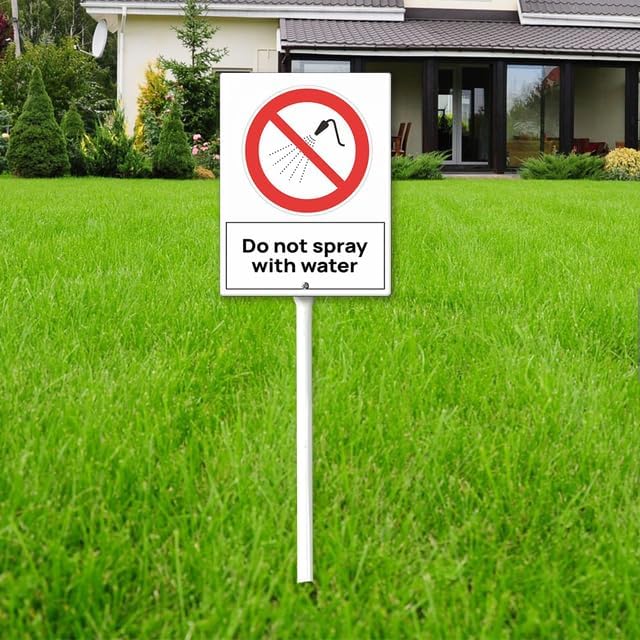 Do Not Spray With Water Yard Sign with 11.6Inch Metal Stake, 4.6" x 6", Rustproof Aluminum Sign Garden Sign Lawn Art, Set of 1