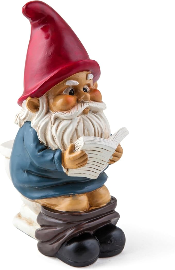 BigMouth Inc. Funny Garden Gnome on a Throne, Durable Ceramic Statue Decoration, Weather-Proof Outdoor Gnomes for Yard Lawn Garden Decor, Housewarming Gag Gift - 9.5" Tall