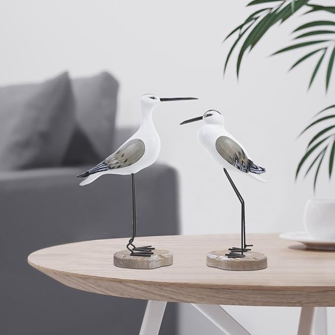 ARTIBETTER 2pcs sea Bird Figurine Nautical Statue Seagull Figurine Decorations Garden Bird Statue Coastal Beach Home Table Decorations Nautical Gifts Light Seagull Figures Brown Seagull Sculpture
