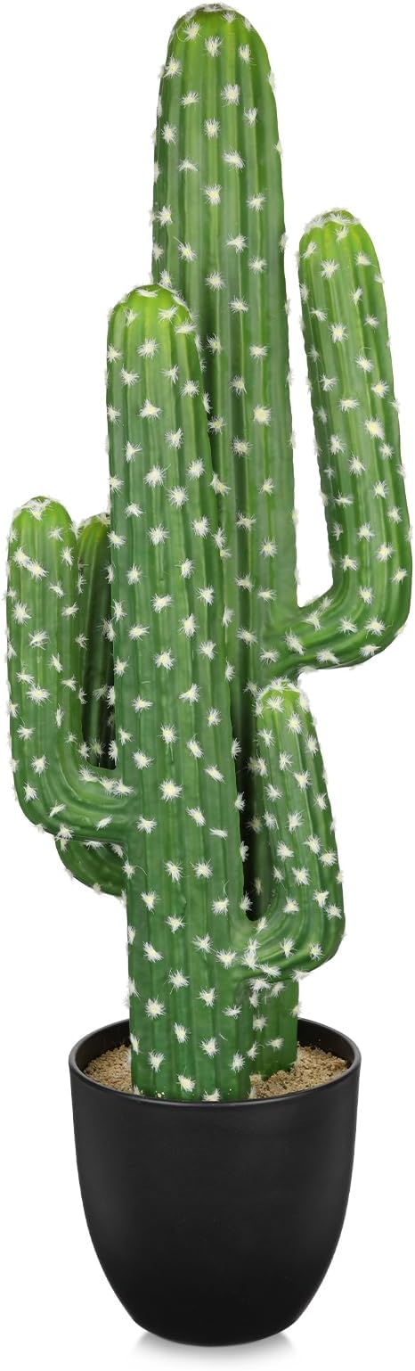 DILATATA Tall Fake Cactus Plant 28 inch Large Artificial Cactus Tree 'Saguaro Cactus' Faux Cactus Desert Plants Big Fake Cacti for Home Garden Office Decor
