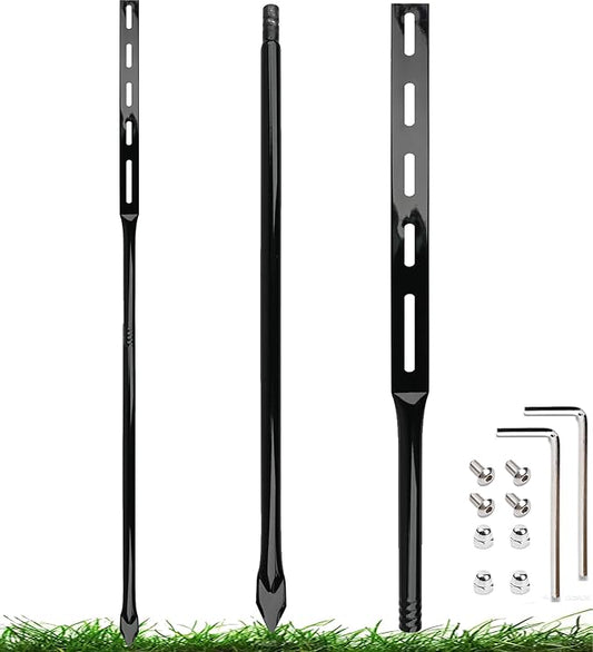 36 Inch Heavy Duty Metal Stakes for Yard Signs, Black, 2 Pack with Hardware, Outdoor Lawn Parking Event Ground Stakes