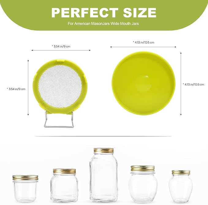 Sprouting Lids, Mason Jar Lids Wide Mouth-Sprouting Trays For Sprouts-Sprouts Growing Kit，Can Be Placed Vertically Or Diagonally（One lid and one drip tray）