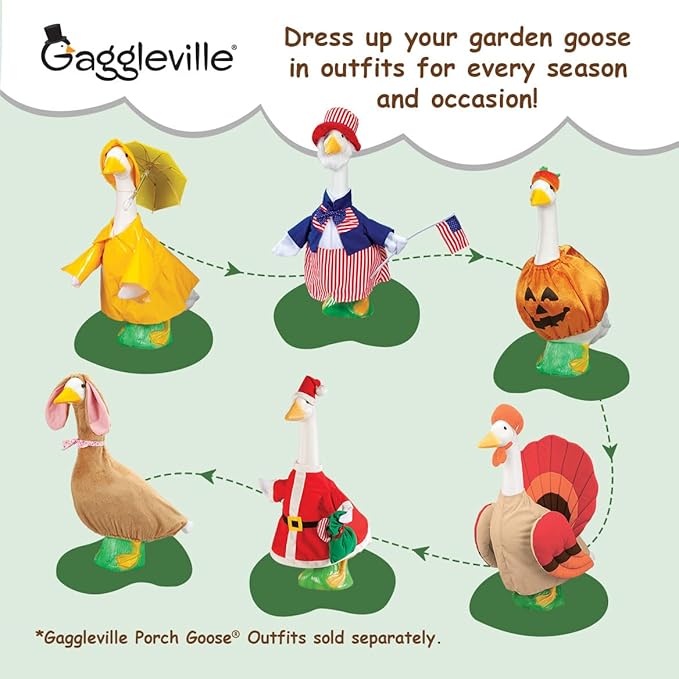 Fox Valley Traders Gaggleville 23" Large White Goose, Plastic Garden Décor, Vibrant and Clean Painted Goose Feet - Indoor or Outdoor Decorative Figurine for Garden, Patio, or Entryway Accent