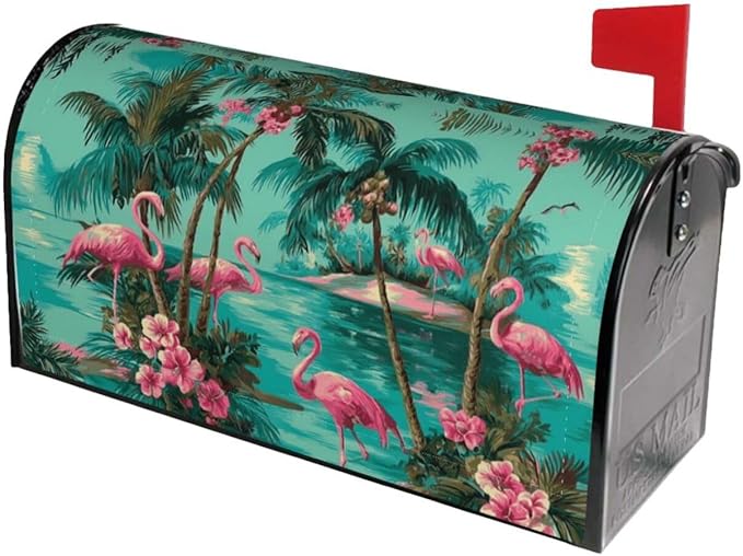 Flamingo Mailbox Covers Magnetic Letterbox Covers 21x18 Inch for Garden Outdoor Decoration