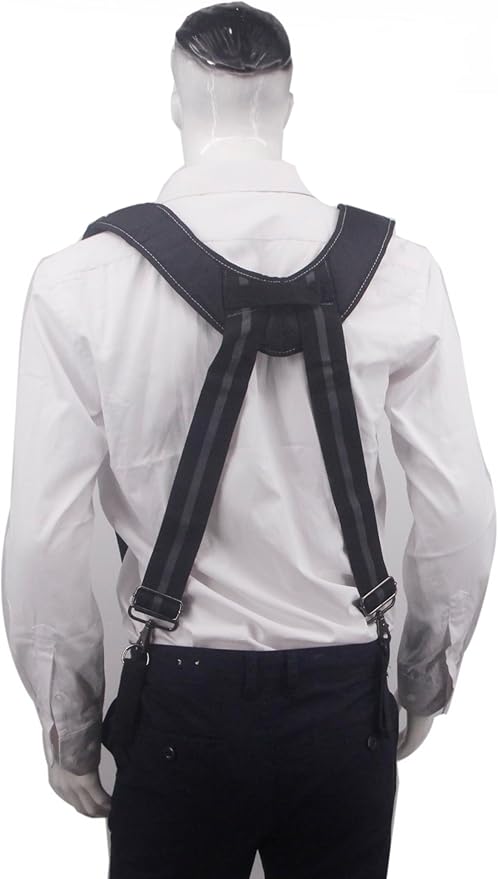 Tool Belt Suspender for Men 4 Point Padded with Attachment Loops, WristBand Pouch Pocket for Construction Worker