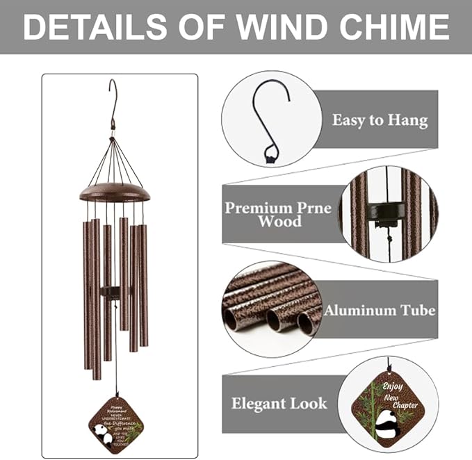Happy Retirement Gifts for Woman Men, Funny Retirement Wind Chimes & Party Decorations, Going Away Gifts for Coworker Women Colleague Boss Teacher Nurse Military,32"