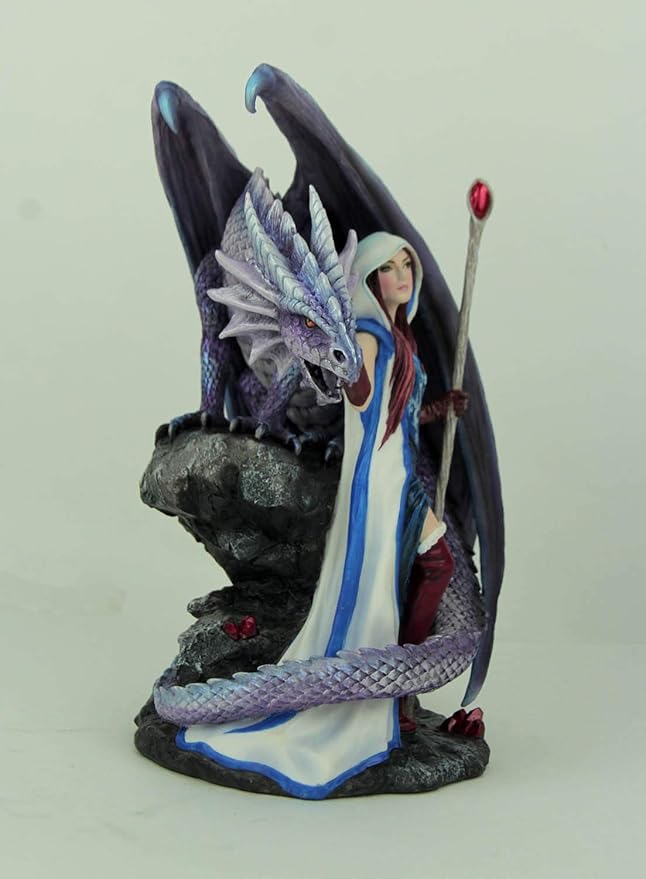 Veronese Design Dragon's Mage by Anne Stoke Sorceress and Dragon Statue