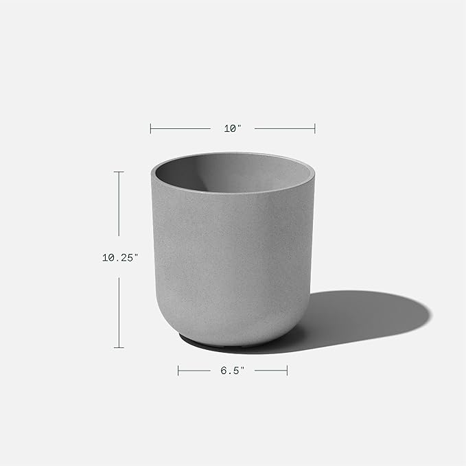 Veradek Mason Series Lima Planter - Round Planter for Indoor or Outdoor Porch/Garden | Made from Plastic-Stone Composite with Drainage Holes | Modern Décor for Succulents, Flowers, Small Plants