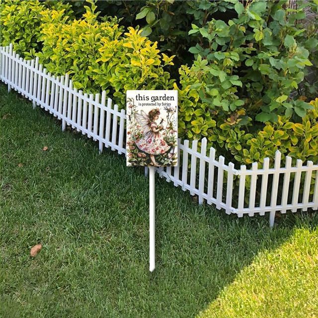Uptell This Garden is Protected By Fairies Yard Signs with Stakes Aluminum Sign for House/Front Door Outdoor Decoration,Weather Resistant 8x12 Inch