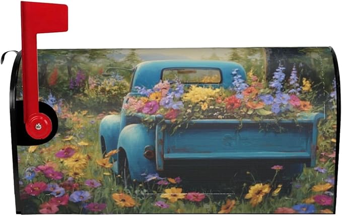 Spring Truck Mailbox Covers Magnetic Letterbox Covers 21x18 Inch for Garden Outdoor Decoration