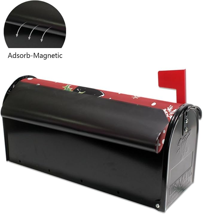 SUABO Mailbox Cover Red Background Snowman Oversize Magnetic Mailbox Covers Wraps for Christmas Home Yard Garden Decor