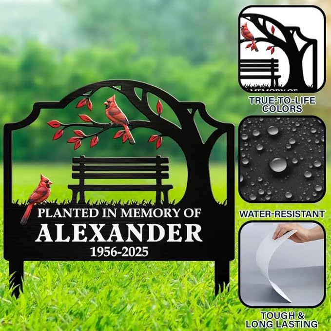 Personalized Metal Garden Stake - Outdoor Memorial Decoration, Sympathy Gift, Yard or Grave Marker - Planted in Memory of