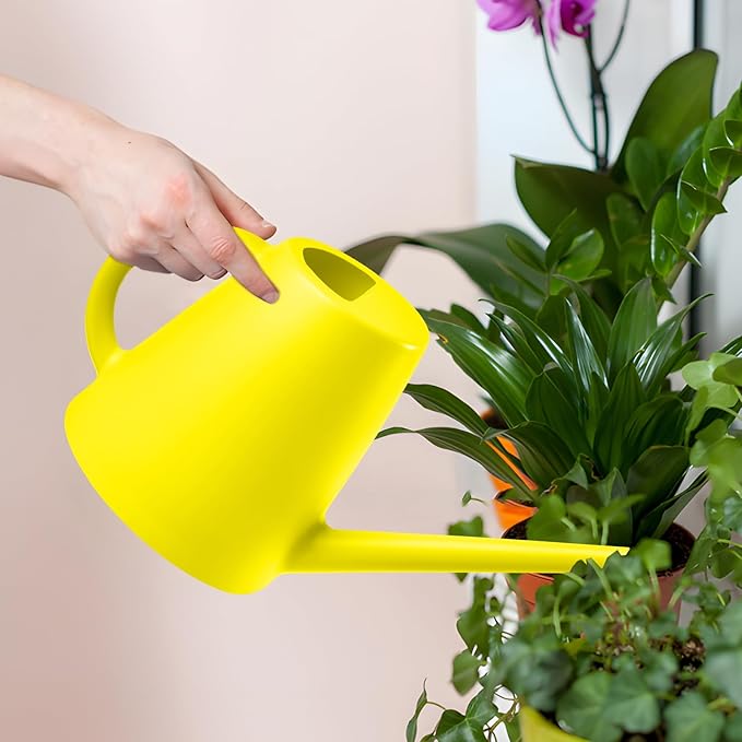ZXJ Plant Watering Cans for Indoor and Outdoor Home Garden Plants - with Long Spout - Yellow - 1/2 Gallon