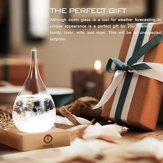 Storm Glass Weather Predictor, Teardrop-Shaped Weather Globe Home/Office Desktop Decoration, Christmas Decor Snow Globe Weather Forecast Station, Unique Christmas Gift