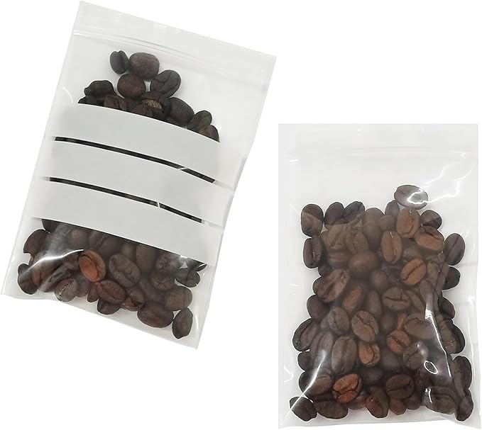 PABCK Clear Seed Envelopes Resealable Seeds Packets Small Plastic Bags for Spice Jewelry Parts Packaging with White Writable Block Coins Envelope Garden Organizer (100, 5.51x7.87 inch (14x20cm))