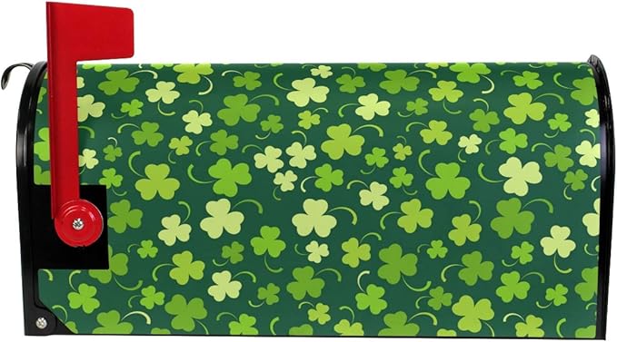 ALAZA WOOR St Patricks Day Shamrock Magnetic Mailbox Cover MailWraps Garden Yard Home Decor for Outside Oversized-25.5" x20.8"