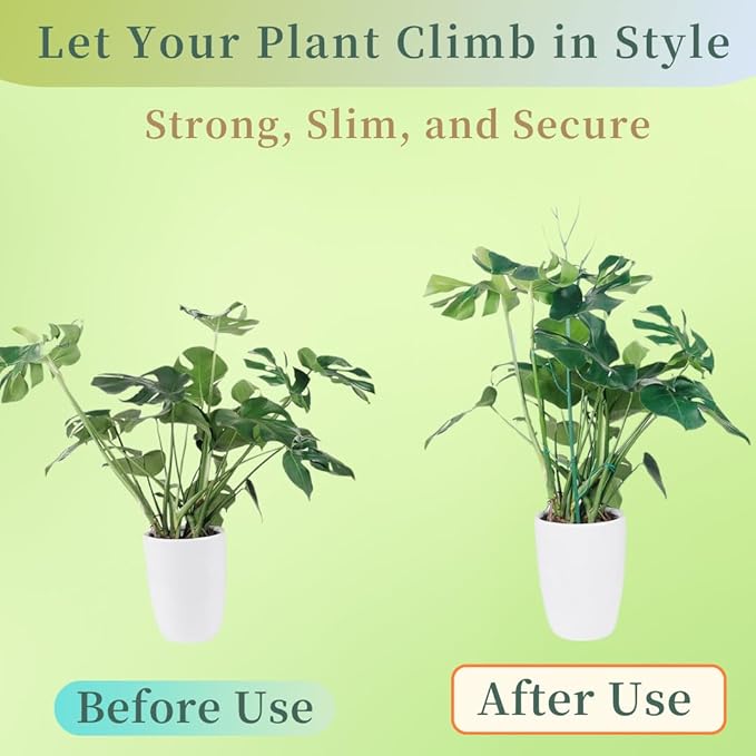 10 Pack Stackable Monstera Plant Support Stakes, 75inch Climbing Garden Plant Support Sticks Structures with 20pcs Clips & Ties, for Indoor Outdoor Plants Alternative to Moss Pole