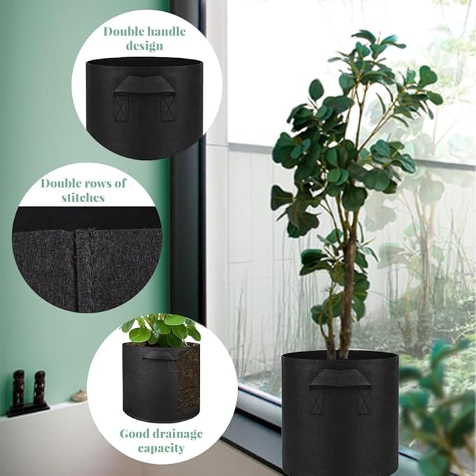 6 Pcs Lily Plant Pots for Pond, 1 Gallon Aquatic Pond Planter, Breathe Reusable Grow Bags with Handles for Aquatic Plants, Water Lily, Lotus, Potato,Onion,Flowers