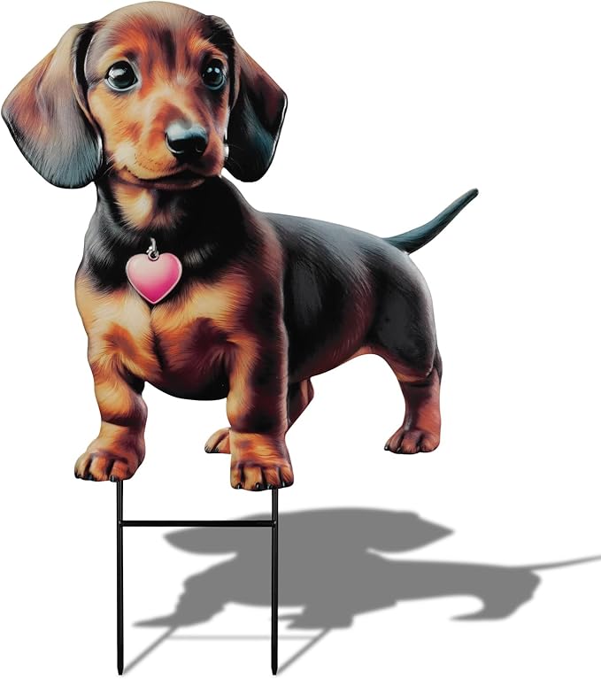 Dachshund Metal Garden Stakes Decorative,Outdoor Garden Dog Decor Stake,Birthday Gifts for Mom Women,Decorative Metal Housewarming Ornament for Lawn Patio Yard Pathway.