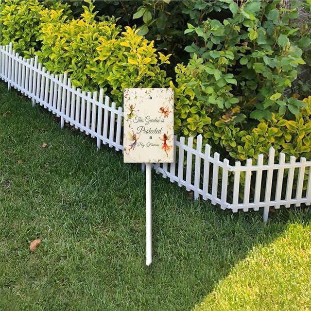 Uptell This Garden is Protected By Fairies Yard Signs with Stakes Aluminum Sign for House/Front Door Outdoor Decoration,Weather Resistant 8x12 Inch
