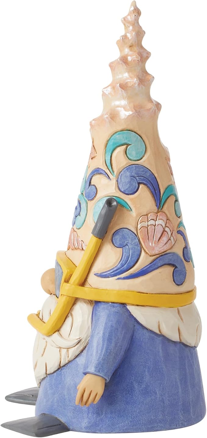 Enesco Jim Shore Heartwood Creek Coastal Gnome Snorkel Shell Figurine- Resin Hand Painted Decorative Beach Home Decor Statue Figurines, 7.75 Inch